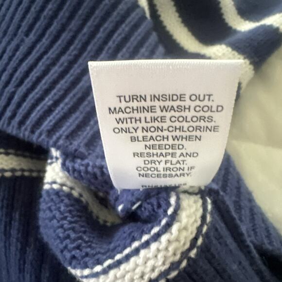 KERI ROSENTHAL XOKR Sweater Womens Medium Blue Stripe Embroidered Sunshine - Picture 7 of 9